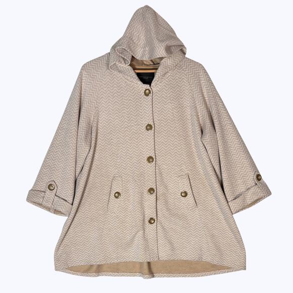 Christian Siriano Hooded Beige Jacket Womens 1X Plus Size Knit Coat Fairy Cloak - Picture 1 of 9
